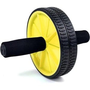 Buiktrainer Wiel - Buikroller Fitness - Thuis Krachttraining - Antislip Grip - 19x23x9cm - Geel