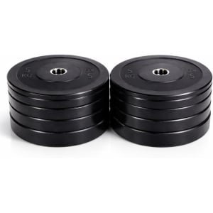 Bumper Plates Set - Olympische Gewichtsschijven - Krachttraining Fitness - Schokabsorberende Coating - 50 MM - Zwart