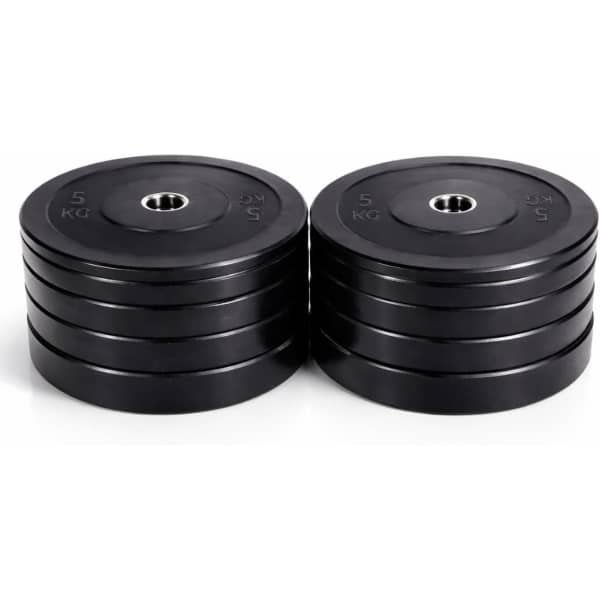 Bumper Plates Set - Olympische Gewichtsschijven - Krachttraining Fitness - Schokabsorberende Coating - 50 MM - Zwart