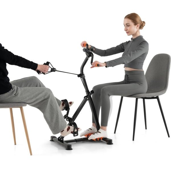 COSTWAY hometrainer sport coach pedal coach voor senioren, handen, armen, benen en knieen fitnessapparatuur LCD display, in hoogte en lengte verstelbaar, LBH: 43-53 x 45 x 87-100 cm, arm en been trainer voor senioren