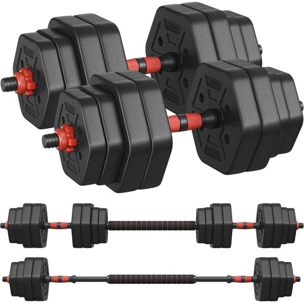 CYRO - Halterset - Halterstang met Gewichten - Dumbells Set - Dumbells Verstelbaar - Halterstang - voor Krachttraining - 30 KG - Zwart