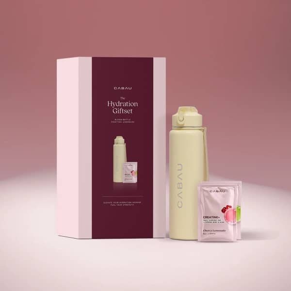 Cabau - Hydration Giftset - Bloom Bottle + Creatine+ - Butter Yellow - Cadeauset