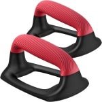 Calisthenics Push-Up Bars Set - Verstevigde Handgrepen van Zacht Plastic - Stabiele Antislip Basis - Push Up Handvatten voor Krachttraining op de Vloer - Fitness en Spieropbouw Thuis - Zwart en Rood