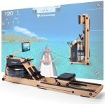 Christopeit WP 5000 roeitrainer voor thuis opvouwbaar - roeimachine van hout, hybride water-magneetsysteem, Kinomap, Bluetooth