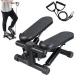 Compacte Stepper voor Cardio Training Thuis met LCD Scherm en Elastische Banden