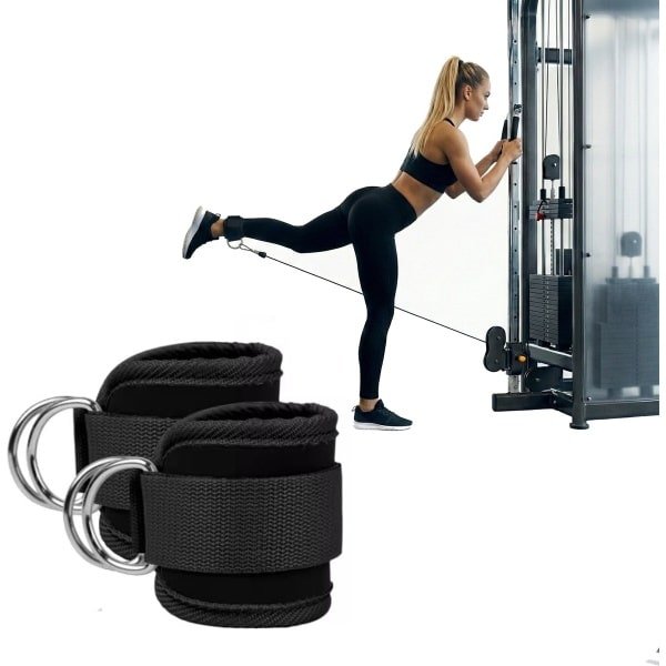Consumerce® Fitness Enkel Straps - 2 Stuks - Zwart - Enkelband Lifting - Krachttraining Sport - Ankle Cuff Strap
