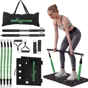 Draagbare Hometrainer - Thuis Fitness Apparaat - Full Body Workout - Inclusief Weerstandsbanden - 782 kg - Groen