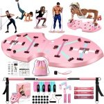 Draagbare Thuis Workout Apparatuur voor Vrouwen & Mannen - Push Up Board & Core Sliders voor Body Toning & Krachttraining - Premium Pink Edition