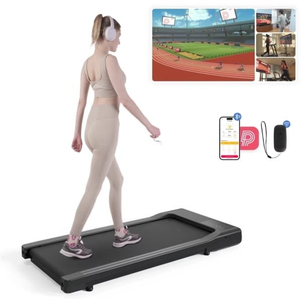 Draagbare platte loopband - 2,5 PK motor - 1-4 km/u - stille walking pad met schokabsorptie & antislip - thuis & thuiskantoor