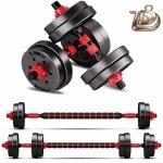 Dumbbell Set met Halterstang - Verstelbare Halterset - Dumbbells en Barbell Combinatie - Krachttraining Gewichten Set - Thuis Fitness Halters - Geschikt voor Mannen en Vrouwen - Fitness Set 10 15 20 30 kg - Dumbells - Dumbells Set