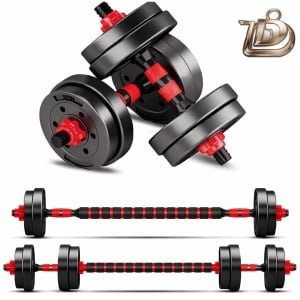 Dumbbell Set met Halterstang - Verstelbare Halterset - Dumbbells en Barbell Combinatie - Krachttraining Gewichten Set - Thuis Fitness Halters - Geschikt voor Mannen en Vrouwen - Fitness Set 10 15 20 30 kg - Dumbells - Dumbells Set