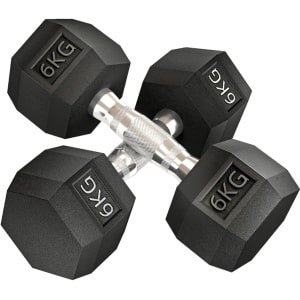 Dumbbells 2 x 6 kg - Halter - Set van 2 - Hexagonaal Design - met Gekartelde Handvatten - Gewichten Set - Halterset - Dumbbell Set - Krachttraining - Fitness - Gym - Geschikt voor Thuis en Sportschool