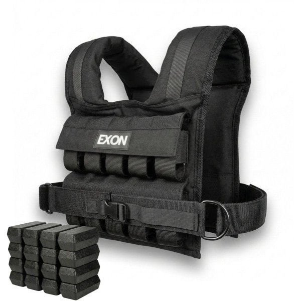 EXON Premium 20 KG Gewichtsvest - Adjustable Fitness Weighted Vest - Weight Vest Verstelbaar in Gewichten - Krachttraining, Crossfit, Calisthenics Trainingsvest 20KG