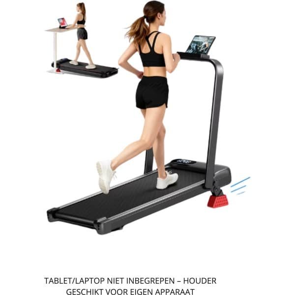 ElevateCommerce - Opvouwbare Loopband met 15% Helling | 10,5 km/u | 2,5 PK Motor | Compacte Thuis Loopband met Ingebouwd LED-Display & Tablethouder