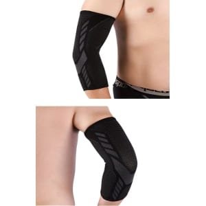 Elleboog Brace - Maat M - Elastische Elbow Sleeve voor Sport & Werk - Elleboog Ondersteuning met Compressie - Comfortabele Arm Bandage voor Tennis, Crossfit, Golf, Powerlifting en Fitness - Tennisarm Brace - Tenniselleboog Brace - Onderarm brace