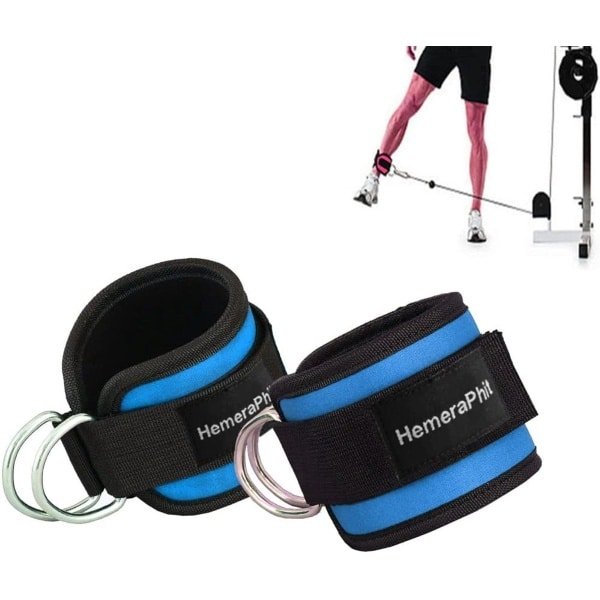 Enkelbandjes Set - Polsbanden Fitness - Krachttraining Benen - Dubbele D-ringen - Verstelbaar - Blauw
