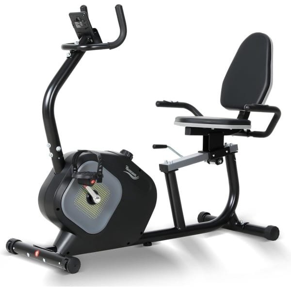 Ergometer met Rugsteun - 16 Weerstanden & Hartslagmeter - Stille Hometrainer met Transportwielen