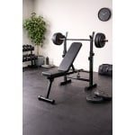 Fameilleur professionele halterbank - Inklapbaar en Verstelbaar- ideaal voor Thuis - Multifunctionele Fitnessbank / Trainingsbank voor Krachttraining -Opvouwbare Halter bank met Verstelbare Rugleuning en Haltersteunen-Compacte Home Gym Bank-thuis gym