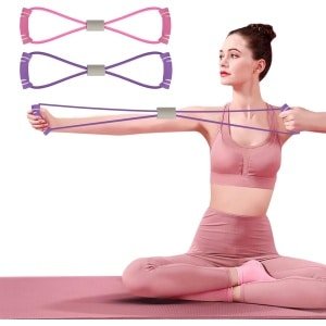 Figuur 8 Weerstandsband, yogaweerstandsband, elastische fitnessband, trekkoord, elastische band voor borst, armen en schouders, geschikt voor thuisworkouts, fysiotherapie en krachttraining.