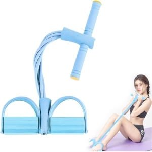 Fitness Expander Set - Weerstandsbanden met Handvatten - Thuis Krachttraining - 6 Latex Tubes - One Size - Blauw