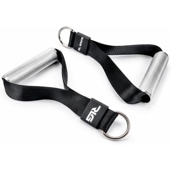 Fitness Katrol Handgrepen - Krachttraining Ringen - Kabeltraining Oefeningen - Aluminium Constructie - Set van Twee - Zwart en Zilver