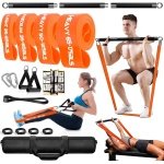 Fitness Set - Weerstandsbanden - Fitnessband - Krachttraining - Weerstandsset - Afneembare Stang 98 cm - 4 Weerstandsniveaus Tot 120 kg - 100% Natuurlijk Latex