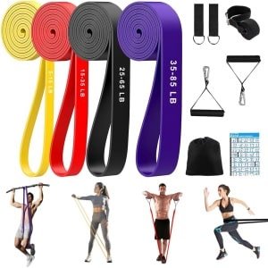 Fitnessbanden Set - Weerstandsbanden Gymnastiekband - Krachttraining Yoga - Vier Weerstandsniveaus - 25x16x9 cm - Meerdere Kleuren
