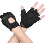 Fitnesshandschoenen Dames Trainingshandschoenen Heren, 2 stuks Antislip siliconen Ademende sporthandschoenen voor gewichtheffen Krachttraining, handpalmbescherming, fietsen, beweging,L