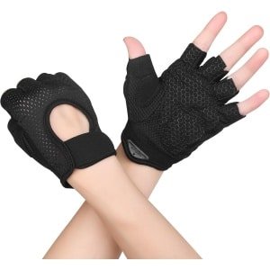 Fitnesshandschoenen Dames Trainingshandschoenen Heren, 2 stuks Antislip siliconen Ademende sporthandschoenen voor gewichtheffen Krachttraining, handpalmbescherming, fietsen, beweging,L