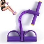 Fitnessweerstandsband - Multifunctionele weerstandsband - 4 elastische buizen - weerstandsband voor krachttraining - Kan gebruikt worden voor buik- en beenoefeningen, gewichtsverlies en yoga - Paars