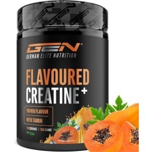 GEN Gearomatiseerd Creatine Poeder - 550g - Creatine Monohydraat + L-Taurine - Gemicroniseerde Creatine met Aroma - Geen Suiker & Top Oplosbaarheid - Veganistisch (Papaya)