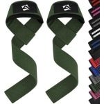 Gewichthef Riemen - Polssteun Wraps - Krachttraining Fitness - Gewatteerde Comfort - One Size - Militair Groen