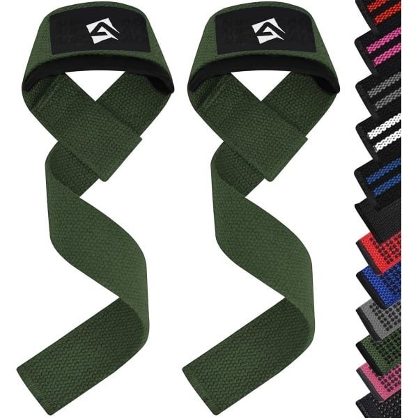 Gewichthef Riemen - Polssteun Wraps - Krachttraining Fitness - Gewatteerde Comfort - One Size - Militair Groen