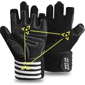 Gewichtheffen handschoenen met polsbandjes | Gel gewatteerd voor Crossfit en fitness | Volledige palmbescherming, ademend en antislip design