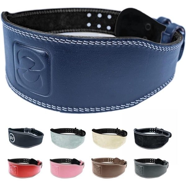 Gewichthefriem voor krachttraining - blauw met kussen - S - deadlift, bodybuilding, kniebuigingen - fitness riem - powerlifting