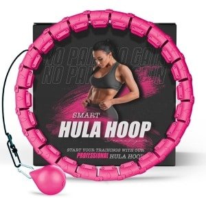 Gewogen Hoelahoep Infinity Smart Hoops met Teller - Verstelbare 2-in-1 Fitness Hoelahoep (22"-44") - Niet-Val Systeem met Verzwaarde Bal - Buik-, Taille- & Cardio Workout voor Thuis