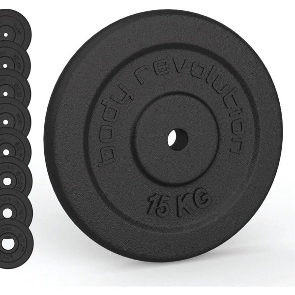 Gietijzer Gewichtsplaten - IJzeren Schijven - Krachttraining Oefenen - Standaard 25mm Gat - Set van Twee - Zwart
