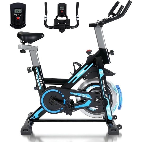 Glitzerlife - Hometrainer Fitnessbike - Magnetische Weerstand - Indoor Cycling Bike Ergometer - LCD Display met Tablethouder - Stalen Frame - Ø101cm - Zwart - Fitnessapparaat voor Thuis