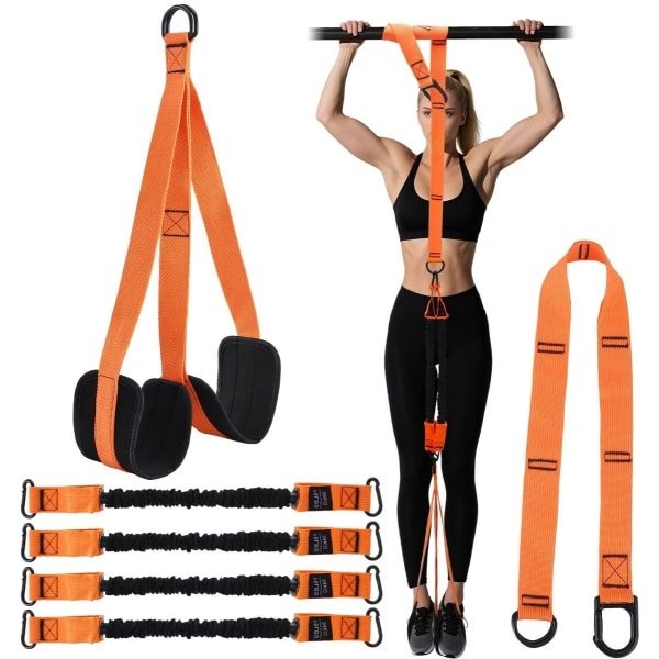 Goodivery - Tractiehulpriemen - Robuuste weerstandsbanden - Verstelbaar gewicht - Stoffen voeten kniesteun - Tractieriemen voor krachttraining - Zwart 18 kg - Fitness accessoires - Geschikt voor thuisgebruik