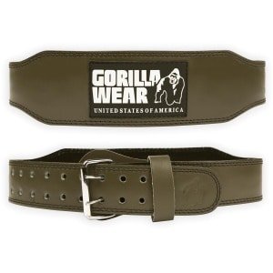 Gorilla Wear 4 Inch Leren Sportriem - Halterriem - Mannen - Krachttraining - Legergroen - S/M