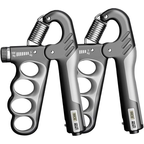 Grip Krachttrainer - Handtrainer Onderarm - Kracht Opbouwen - Verstelbare Weerstand - 5-100 kg - Grijs