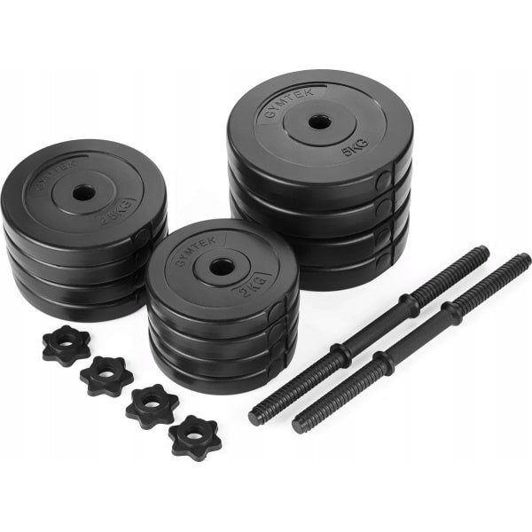 Gymtek® Halterset 40kg - Dumbells Set - Verstelbare Dumbells - 2x Halterstang - 4x 5kg, 4x 2.5kg, 4x 2kg - Halterset voor Krachttraining, Workout, Home Gym, Fitness
