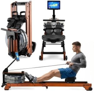 Gymtek® Roeitrainer Inklapbaar - Roeimachine - Roeiapparaat - Waterweerstand - 6 Weerstandniveaus - tot 120 kg - Bluetooth - Kinomap