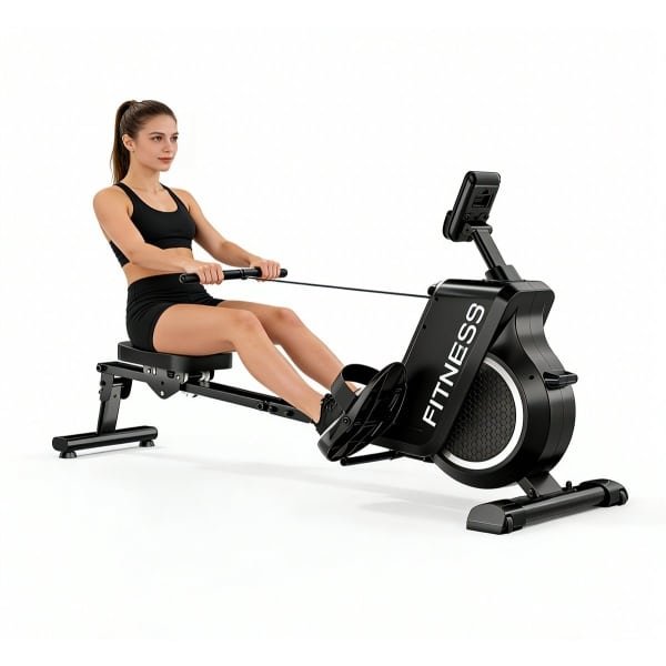 Gywowken Roeitrainer - Magnetische weerstand Roeimachine - 16 weerstandsniveaus - Roeiapparaat Compact voor thuis - met LCD-scherm - Maximale capaciteit 150 kg - Stil - Zwart