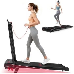 HOMEFITNESSCODE 3-in-1 opvouwbare loopband met 5% helling - Inklapbaar loopband Elektrisch met armleuningen - 1-6 km/u - 2,5 pk motor - afstandsbediening - LED-scherm - 120 kg draagvermogen - Geluid