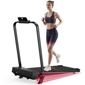 HOMEFITNESSCODE Opvouwbare loopband met 5% helling - 4 in 1 elektrische loopband - 1-10 Km/u regelbare snelheid - Motor 3,0 pk- met armsteun en LED-scherm - Zwart