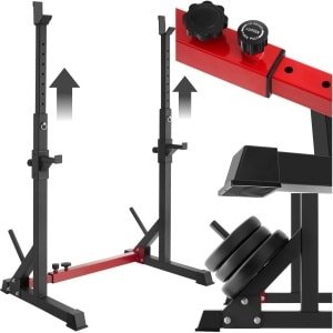 Halterrek - Squatstandaard Krachtrek - Homegym Krachttraining - Verstelbaar Hoogte Breedte - 75x68x100cm - Zwart