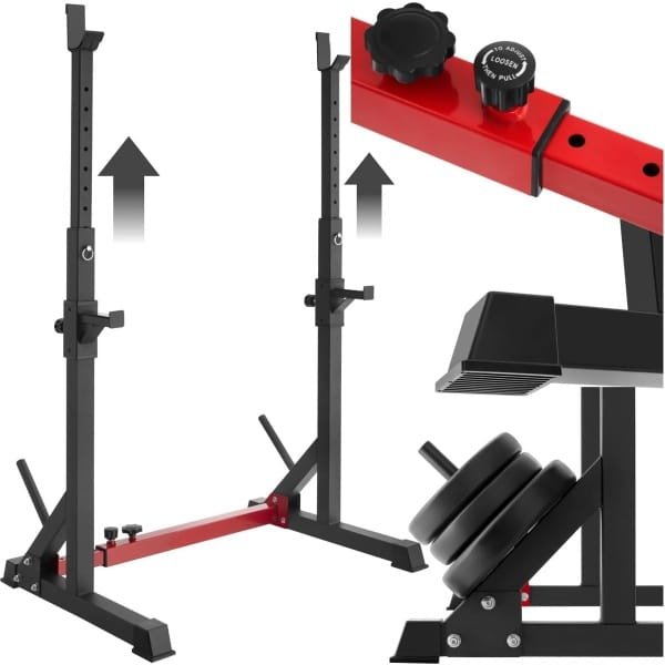 Halterrek - Squatstandaard Krachtrek - Homegym Krachttraining - Verstelbaar Hoogte Breedte - 75x68x100cm - Zwart