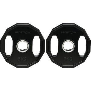 Halterschijven Set 10 kg - 5 cm Gaten - Rubberen Bumperplaten - Krachttraining - Gewichtheffen - Thuissportschool