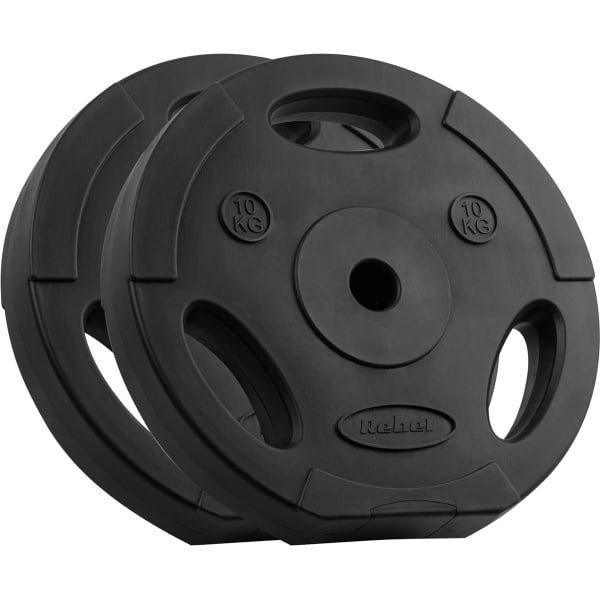 Halterschijven Set 2x 10 kg met Handvat - Bitumineus Gewicht voor Fitness en Krachttraining